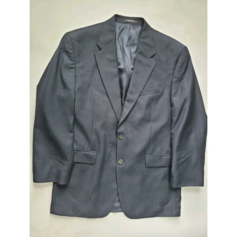 Lauren Ralph Lauren Mens Wool Sports Coat 42R Navy Pinstripe 2 Button Blazer